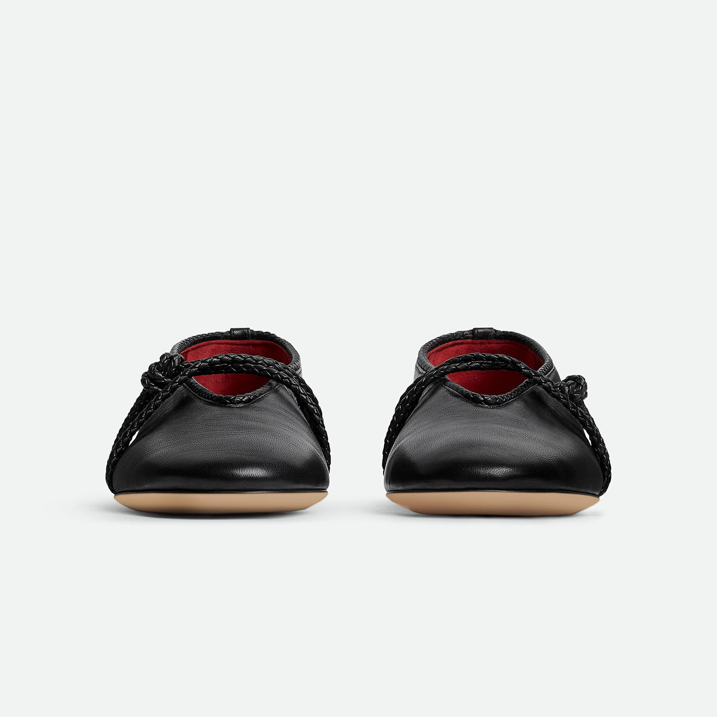 Black Round-Toe Woven Mary Jane Classic Ballet Flats