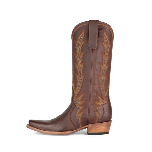 Mahogany Snip-Toe Western Embroidery Classic Mid Calf Cowgirl Boots