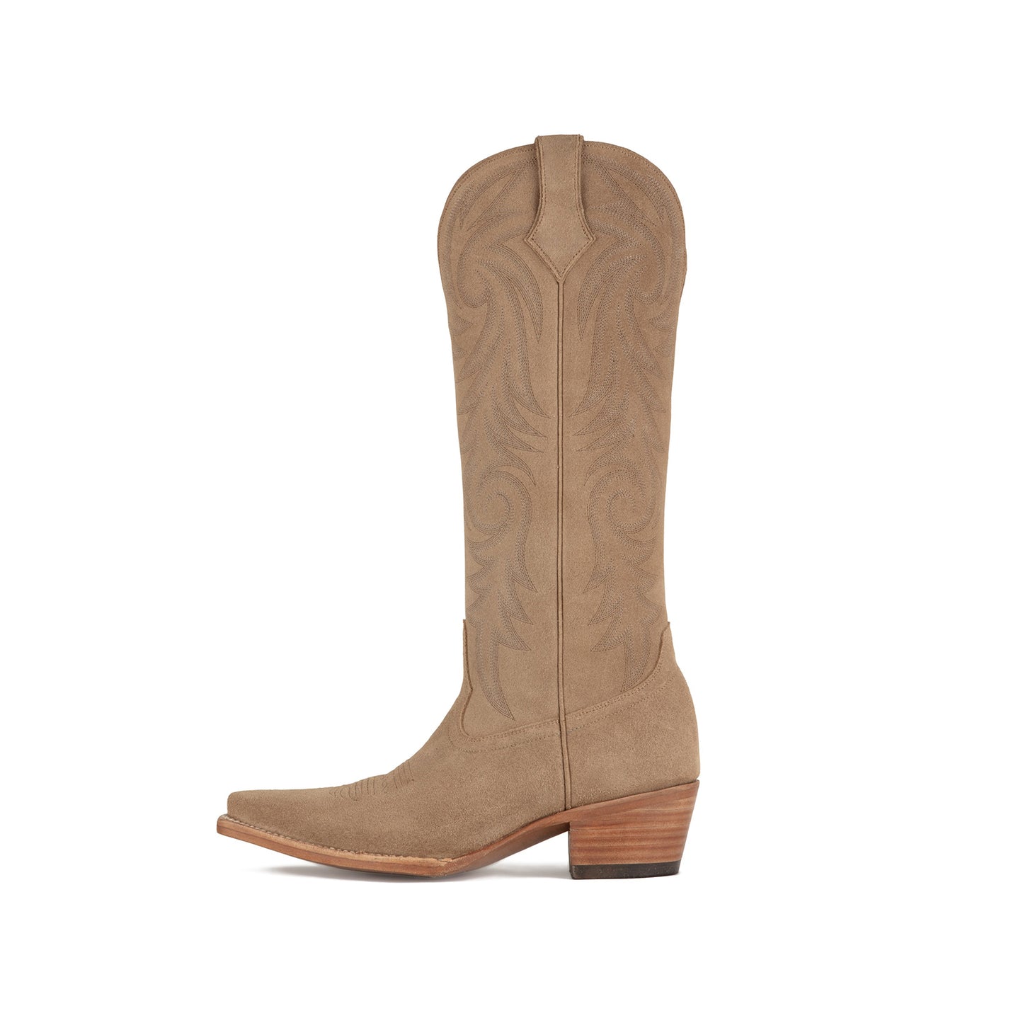 Sand Snip-Toe Western Embroidery Classic Wide Calf Knee High Cowgirl Boots