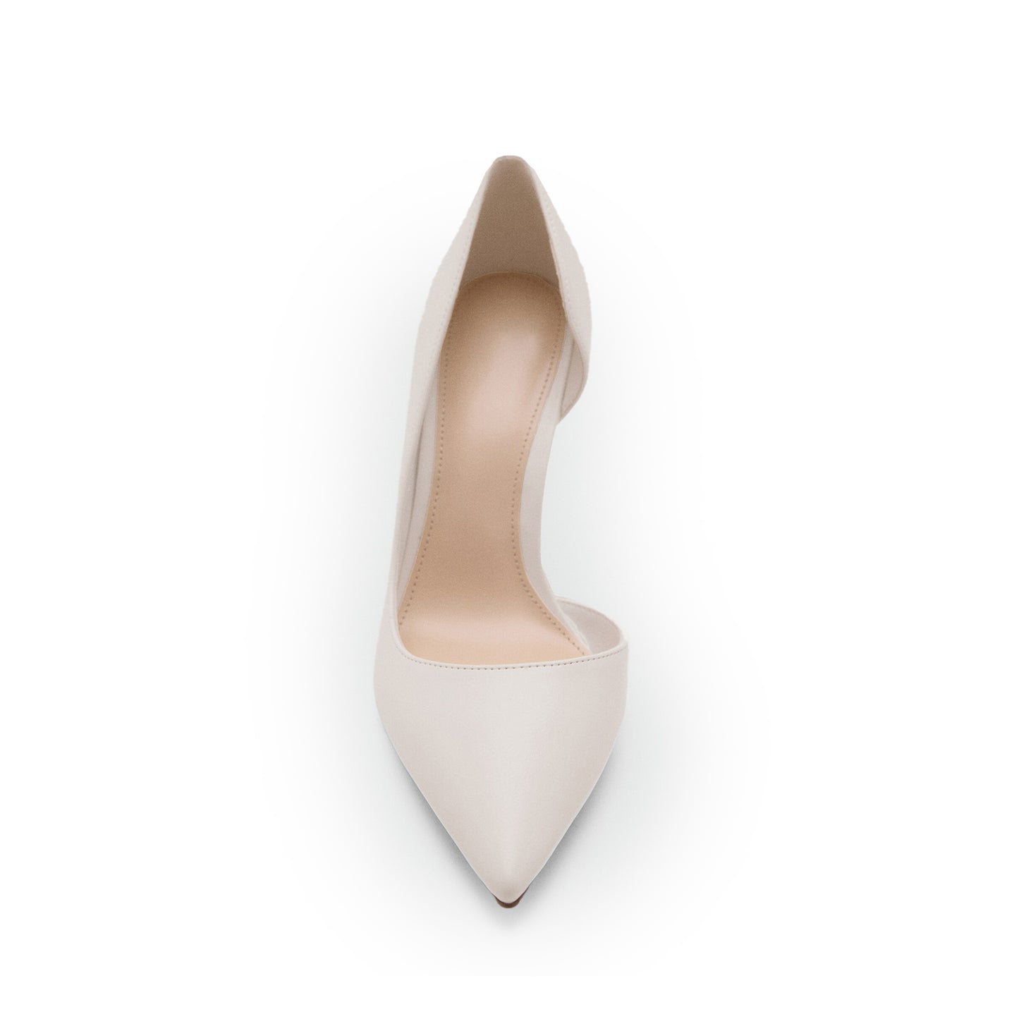 White Pointed-Toe Slip-On Sleek High Heels Pumps
