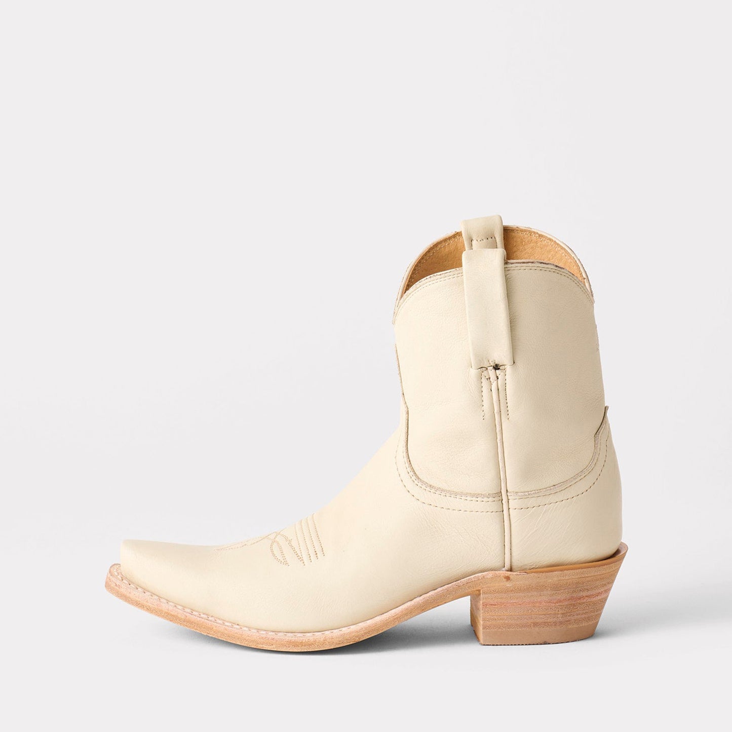 Cream Snip-Toe Western Ankle Simple Cowgirl Boots