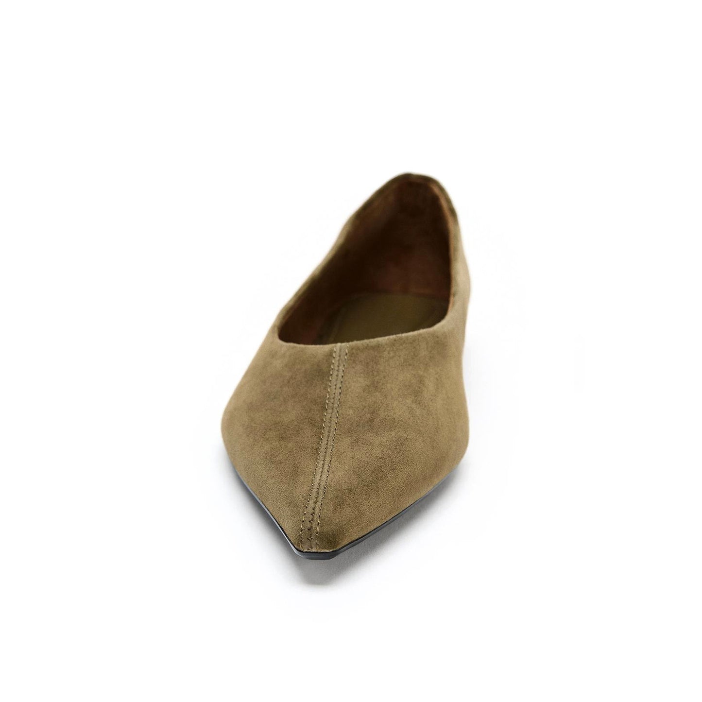 Dark Green Faux Suede Pointed-Toe Simple Slip-on Ballet Flats