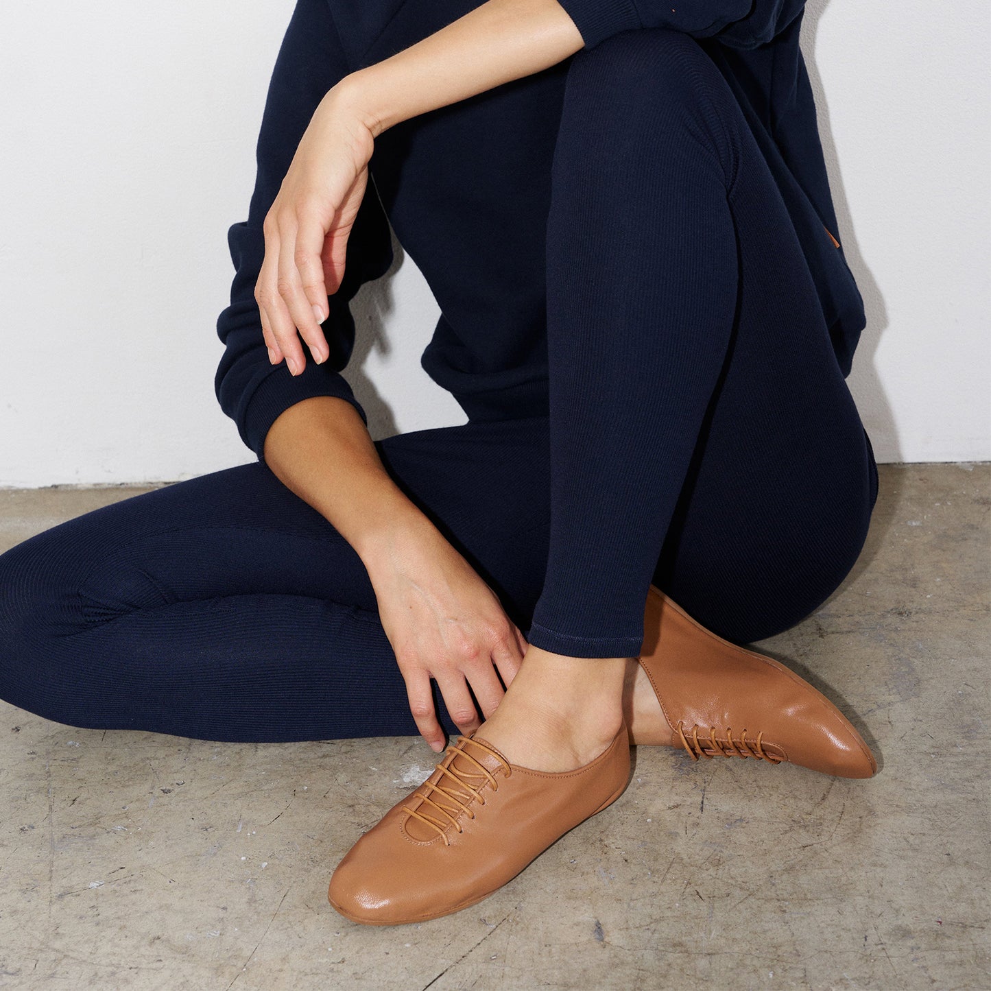 Camel Square-Toe Lace-Up Chic Slippers Flats