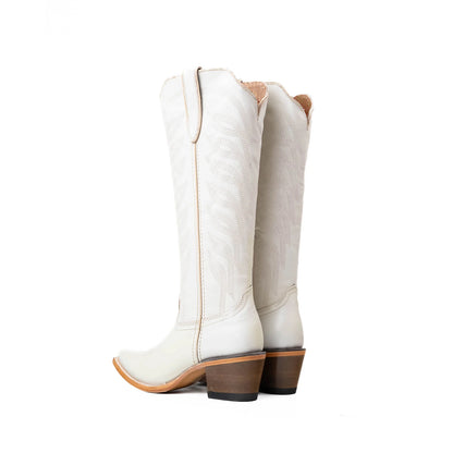 Bone Snip-Toe Half-Zip Embroidery Knee High Cowgirl Boots