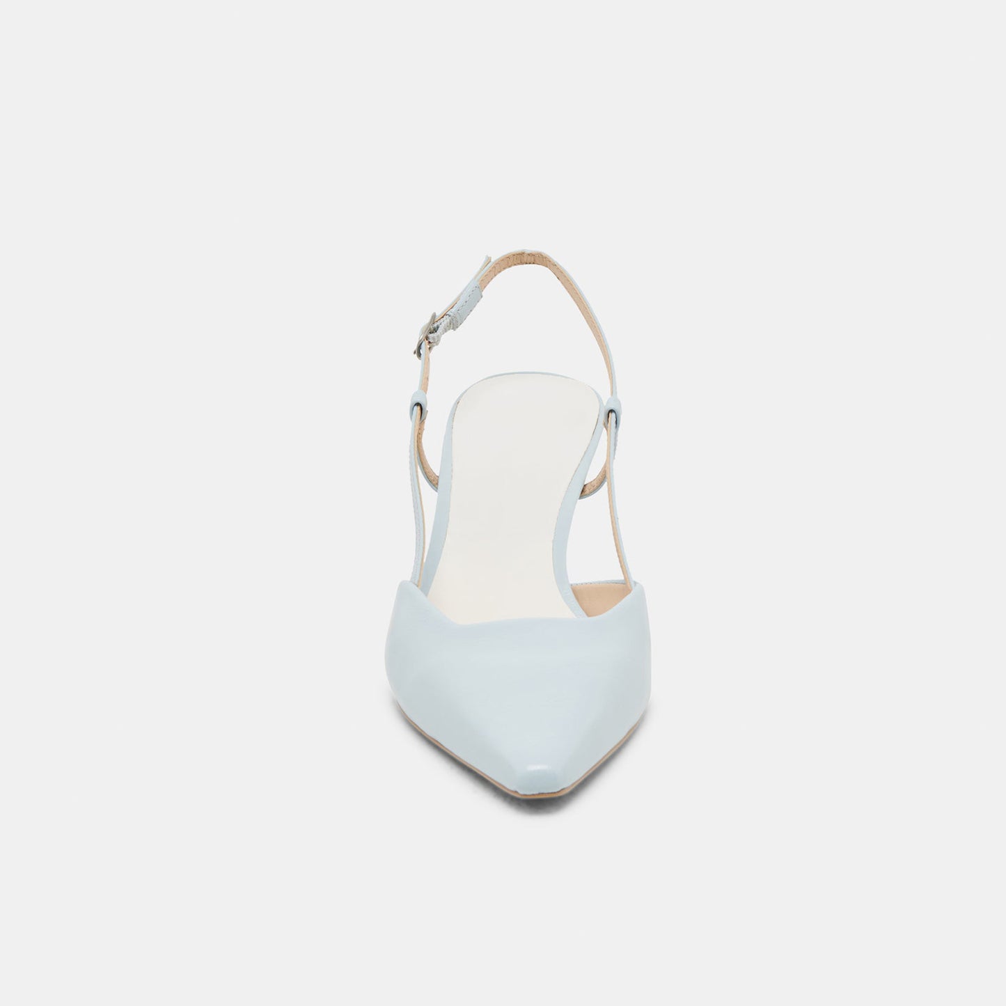 Ice Blue Pointed-Toe Classic Slip-On Slingback Kitten Heels