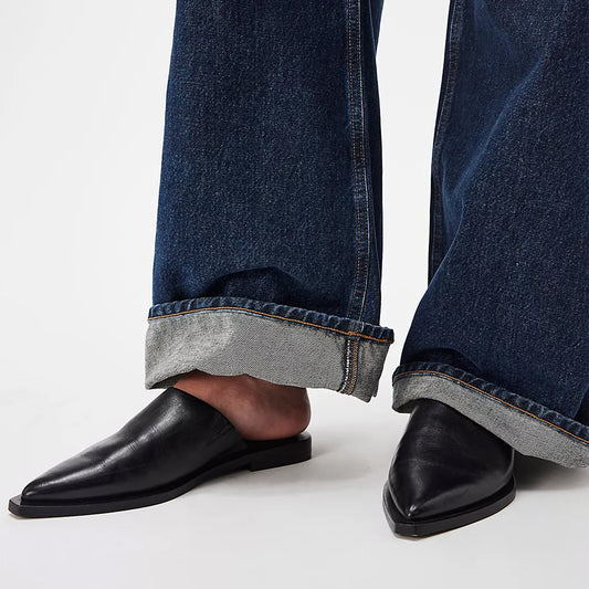 Black Pointed-Toe Slip-on Simple Ballet Flats