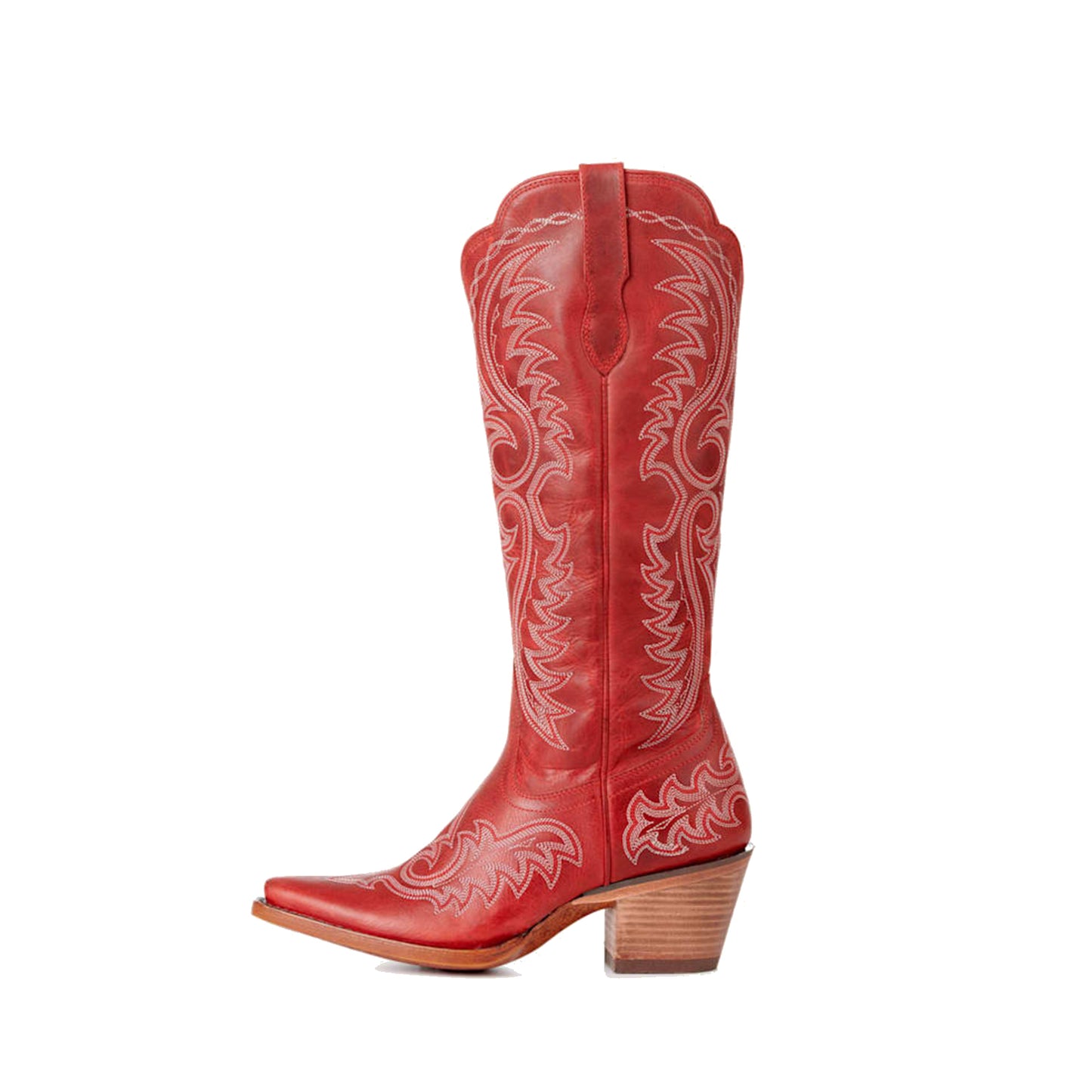 Dark Red Snip-Toe Chic Embroidery Half-Zip Knee High Cowgirl Boots