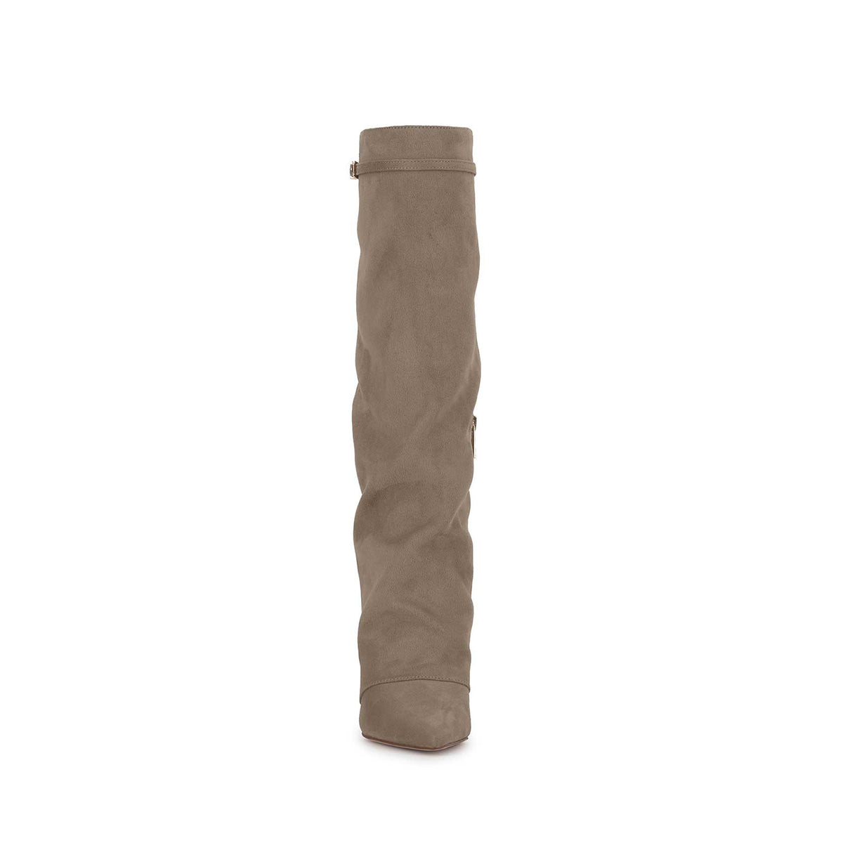 Sand Faux Suede Pointed-Toe Sleek Half-Zip Knee High Simple Stiletto Boots