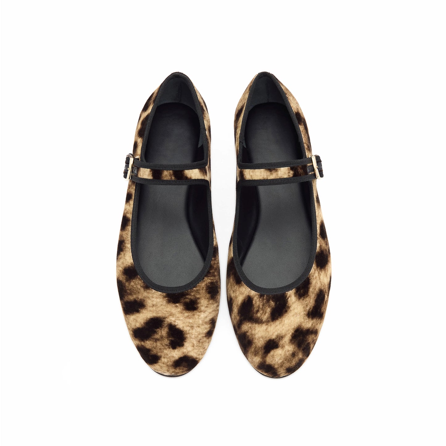 Leopard Faux Suede Round-Toe Bridge Buckle Strap Ballet Classic Flats