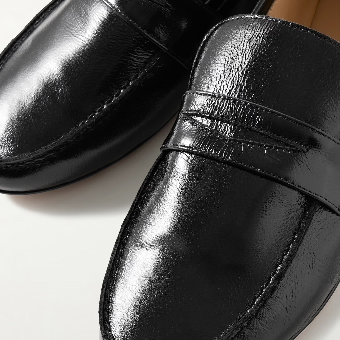 Black Vegan Leather Round-Toe Slip-On Chic Loafers Flats
