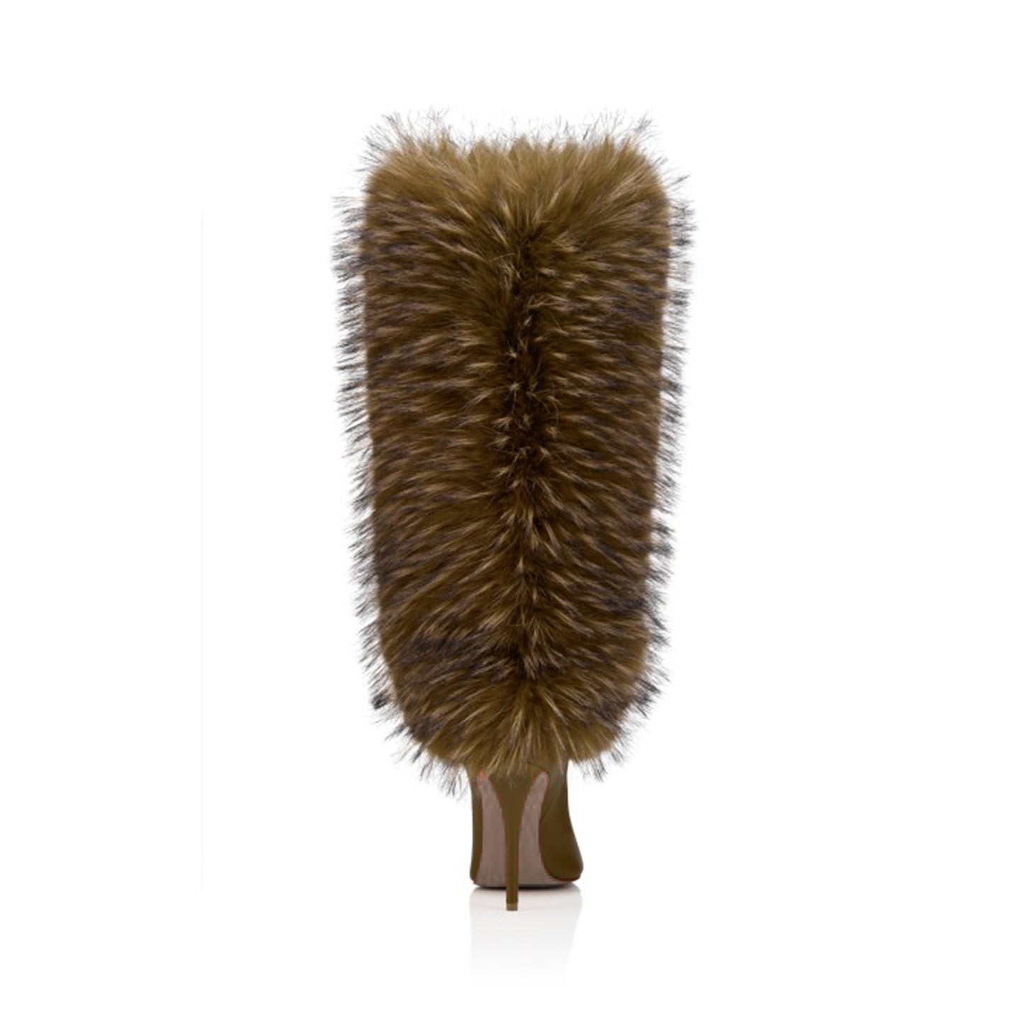 Bronze Pointed-Toe Full Plush Wide Calf Knee High Stiletto Boots