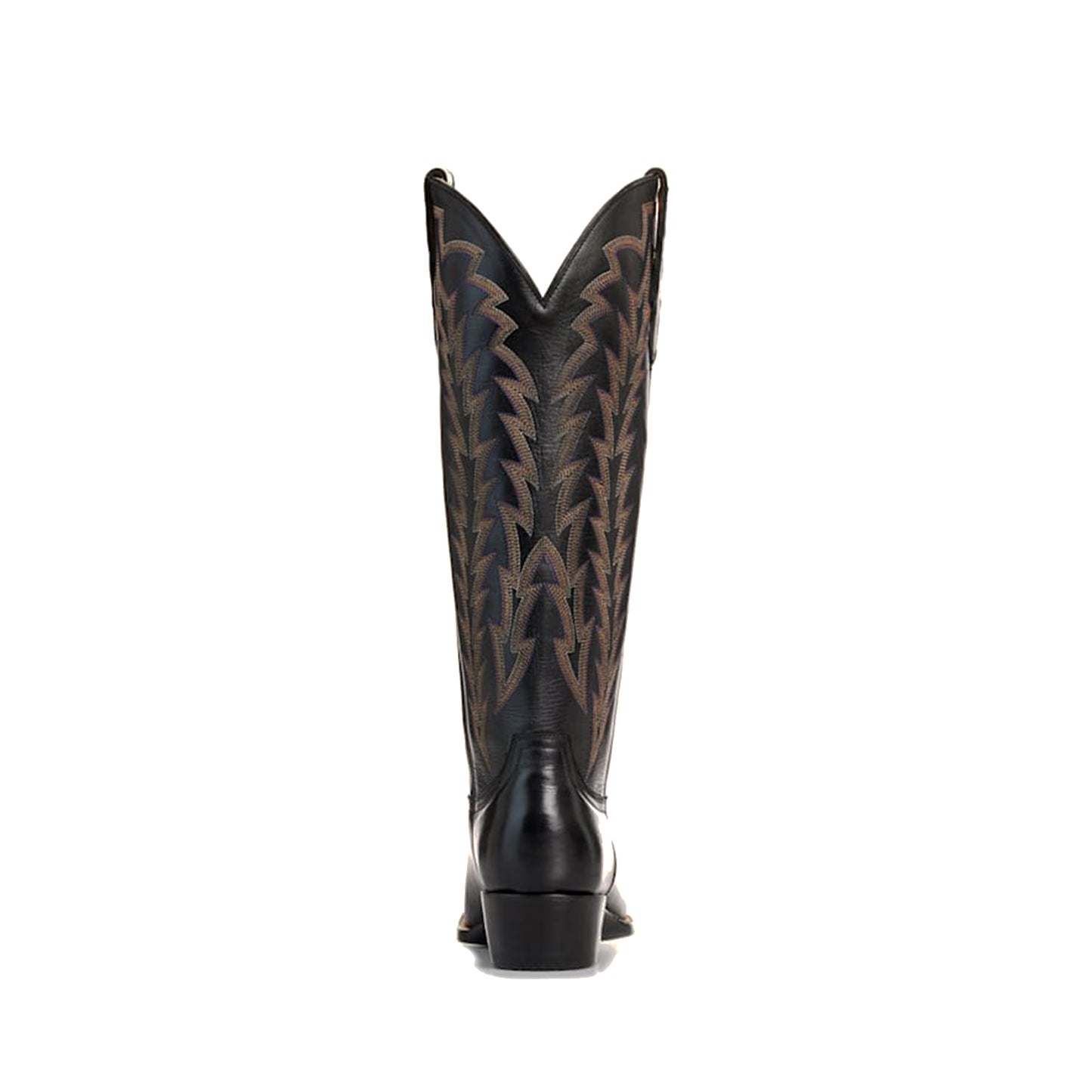 Black Snip-Toe Embroidery Sleek Mid Calf Classic Cowgirl Boots