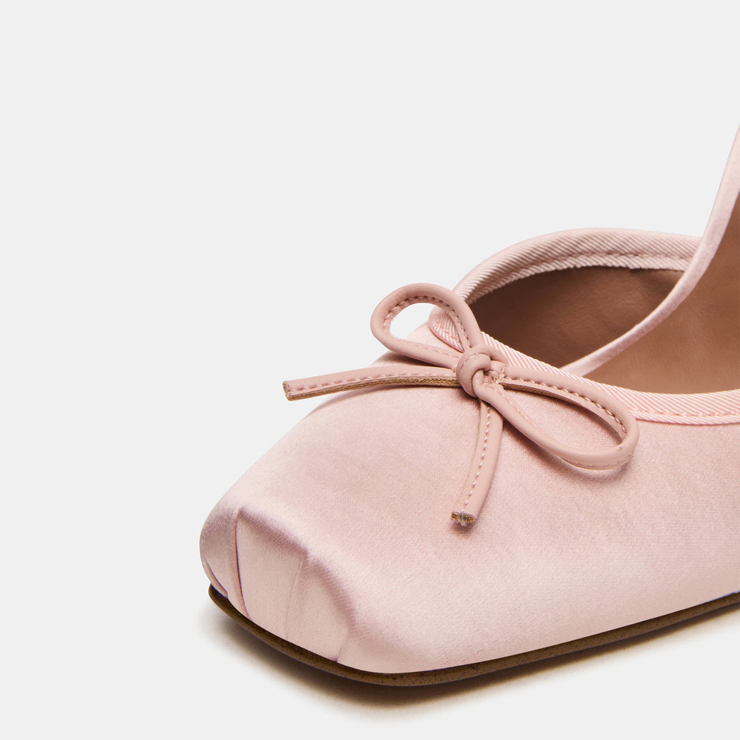 Pink Satin Square-Toe Front Bow Ankle Strap Slip-On High Heels
