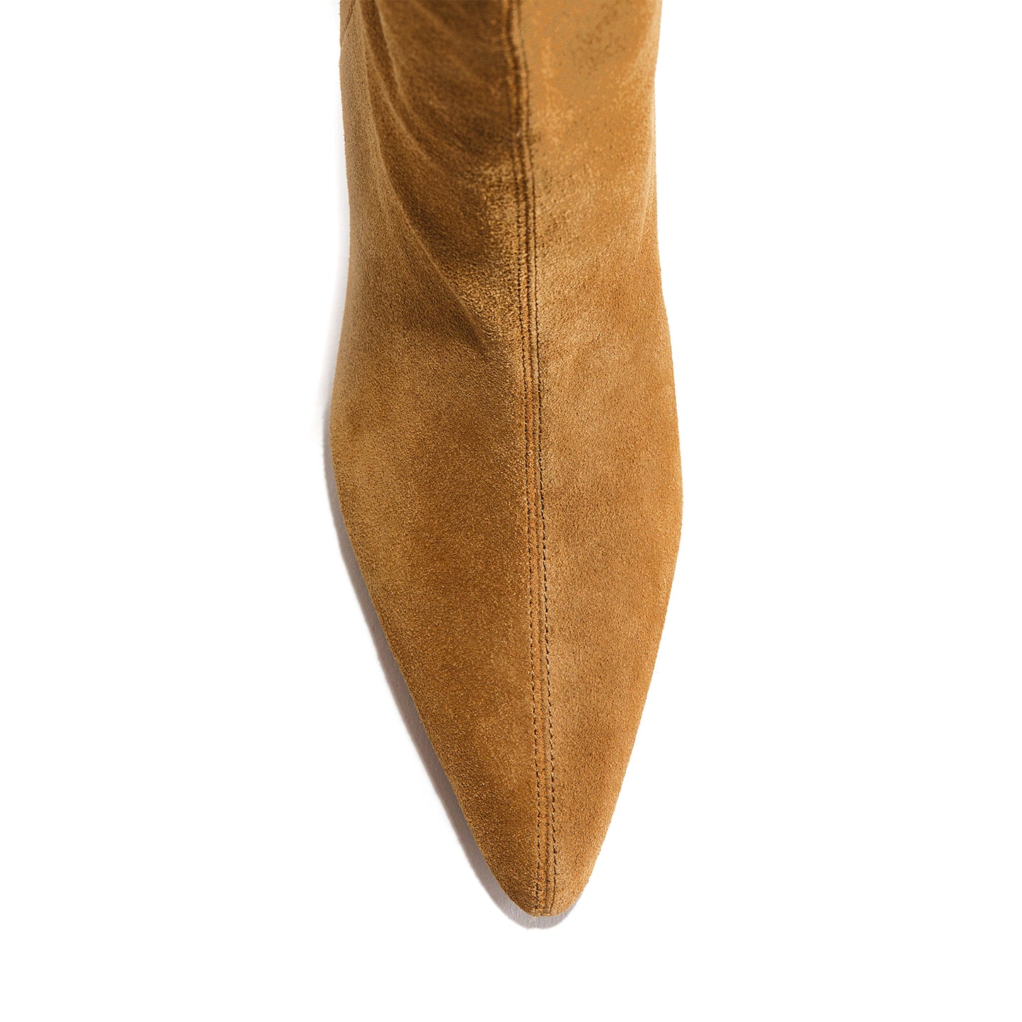 Tan Faux Suede Pointed-Toe Sleek Wide Calf Knee High Stiletto Boots