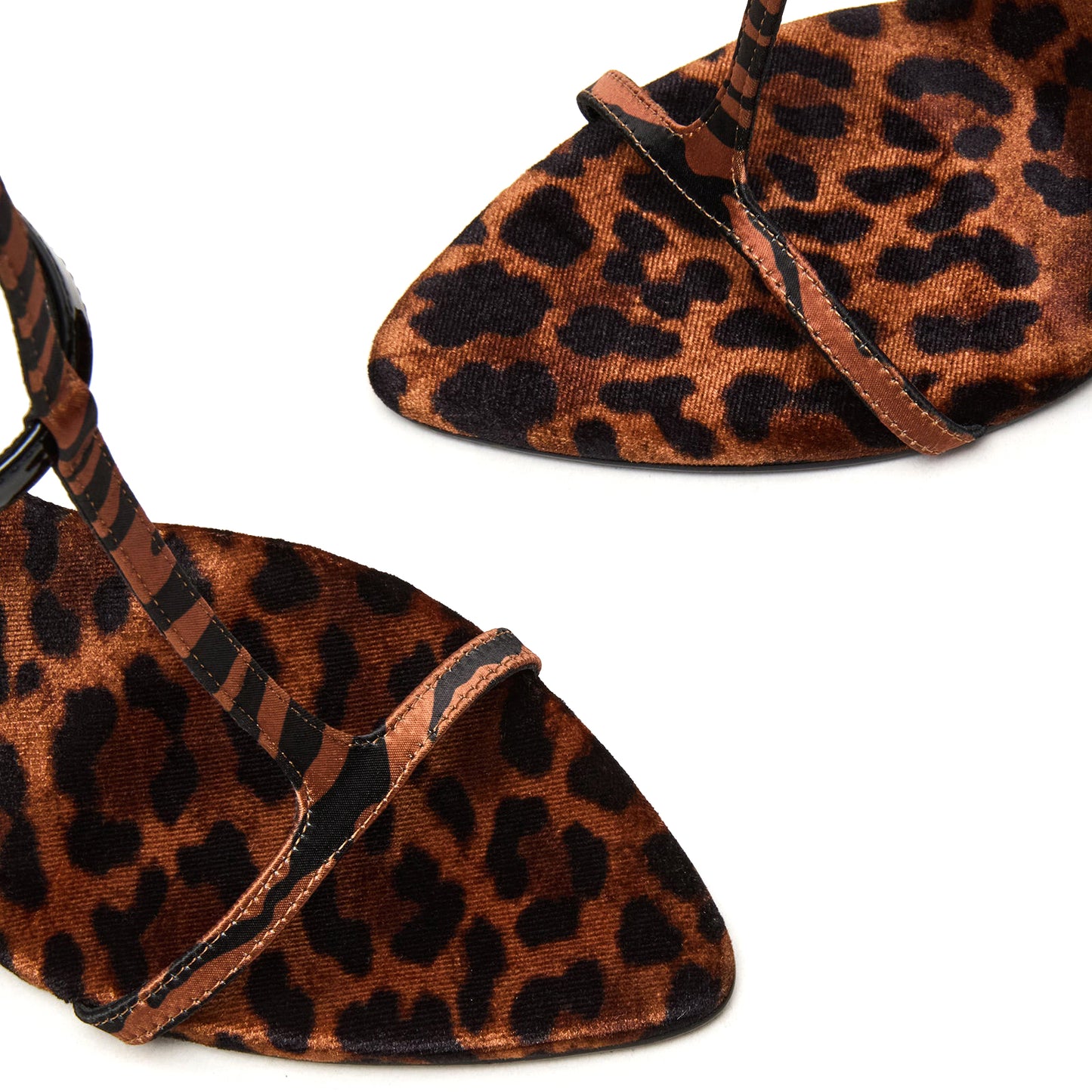 Zebra Satin Pointed-Toe Strappy Ankle Strap High Heels