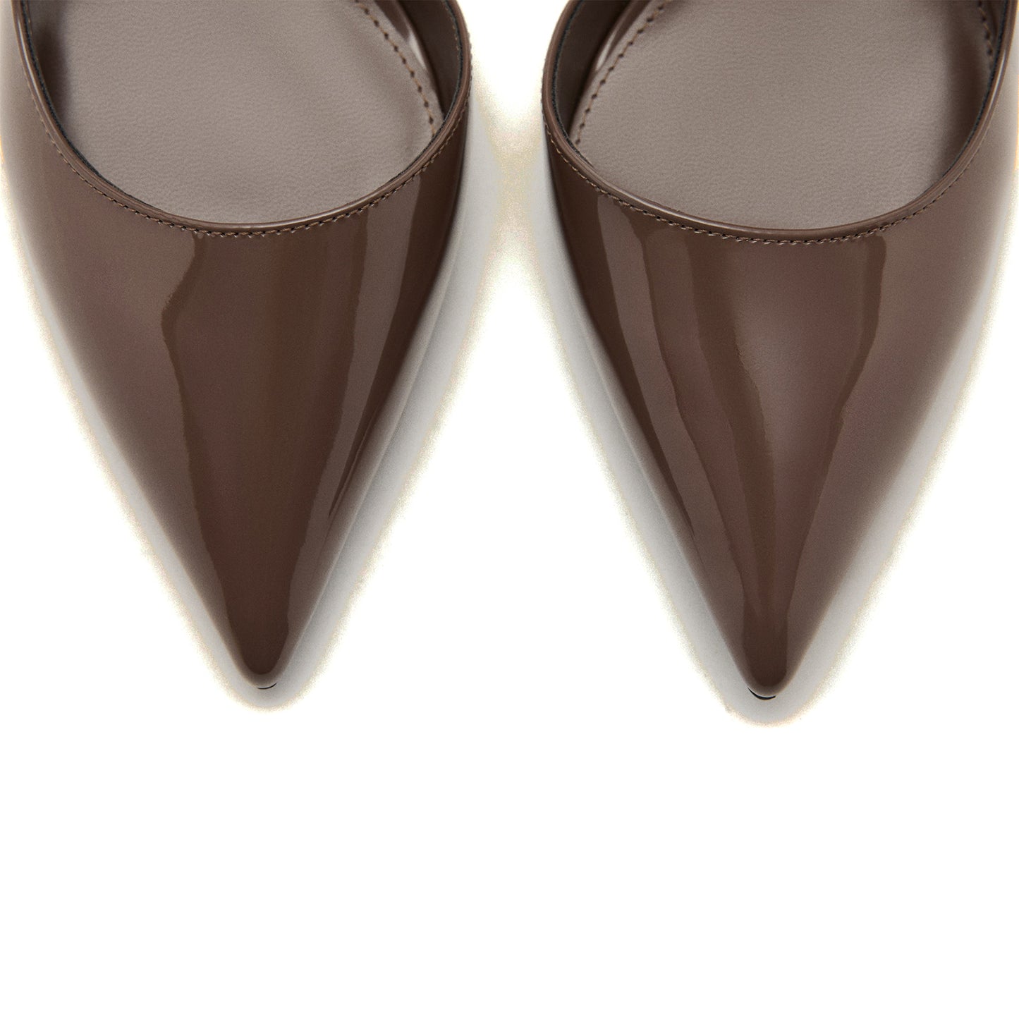 Patent Chocolate Pointed-Toe Slip-On Sleek High Heels Pumps