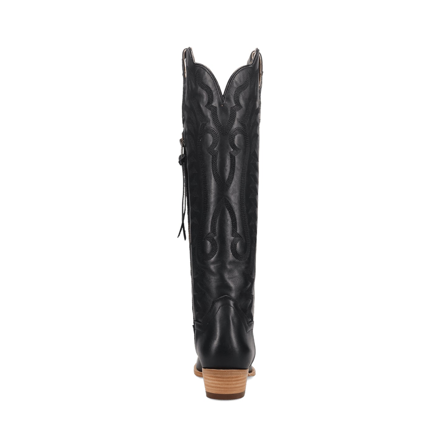 Black Snip-Toe Grace Embroidery Half-Zip Knee High Cowgirl Boots