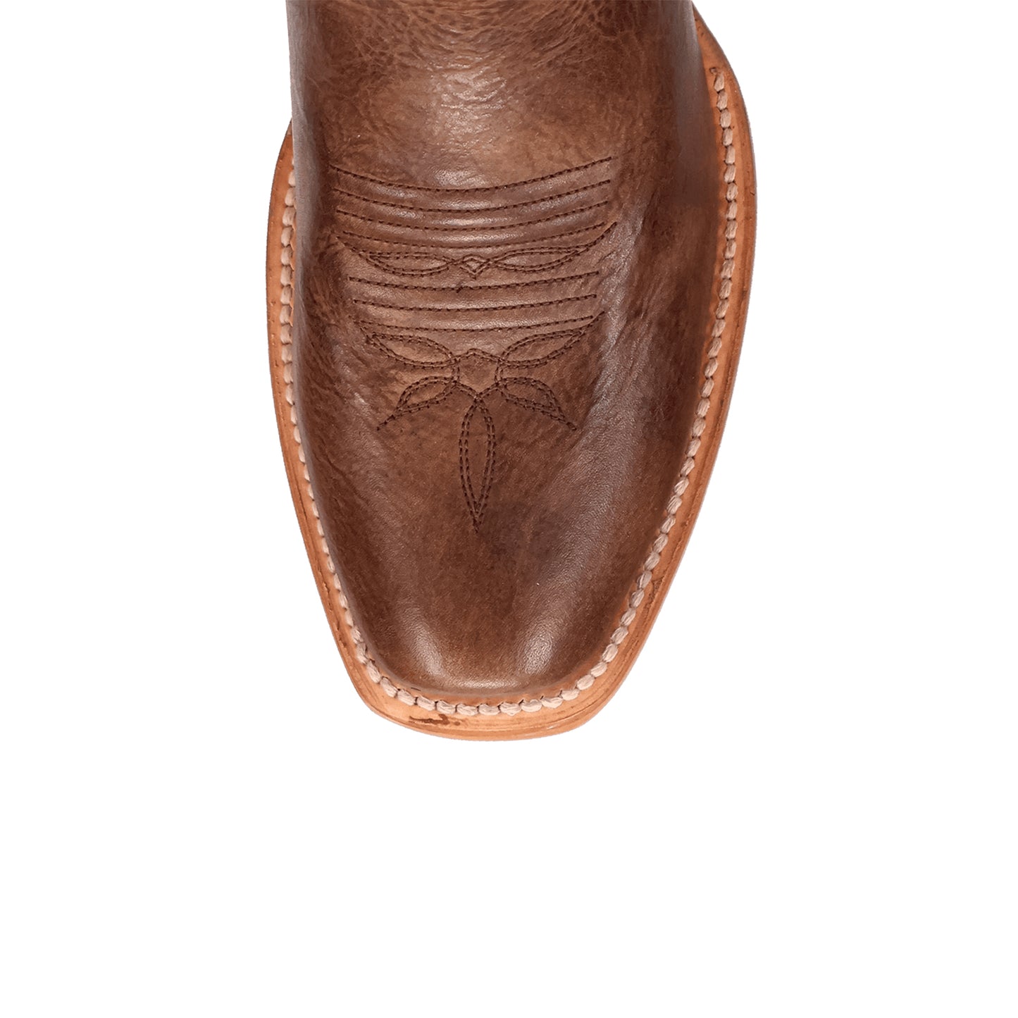 Camel Square-Toe Embroidery Cutout Mid Calf Cowgirl Boots