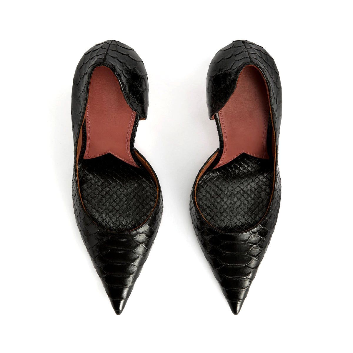 Black Snakeskin Pattern Vegan Leather Pointed-Toe Slip-On Pumps High Heels