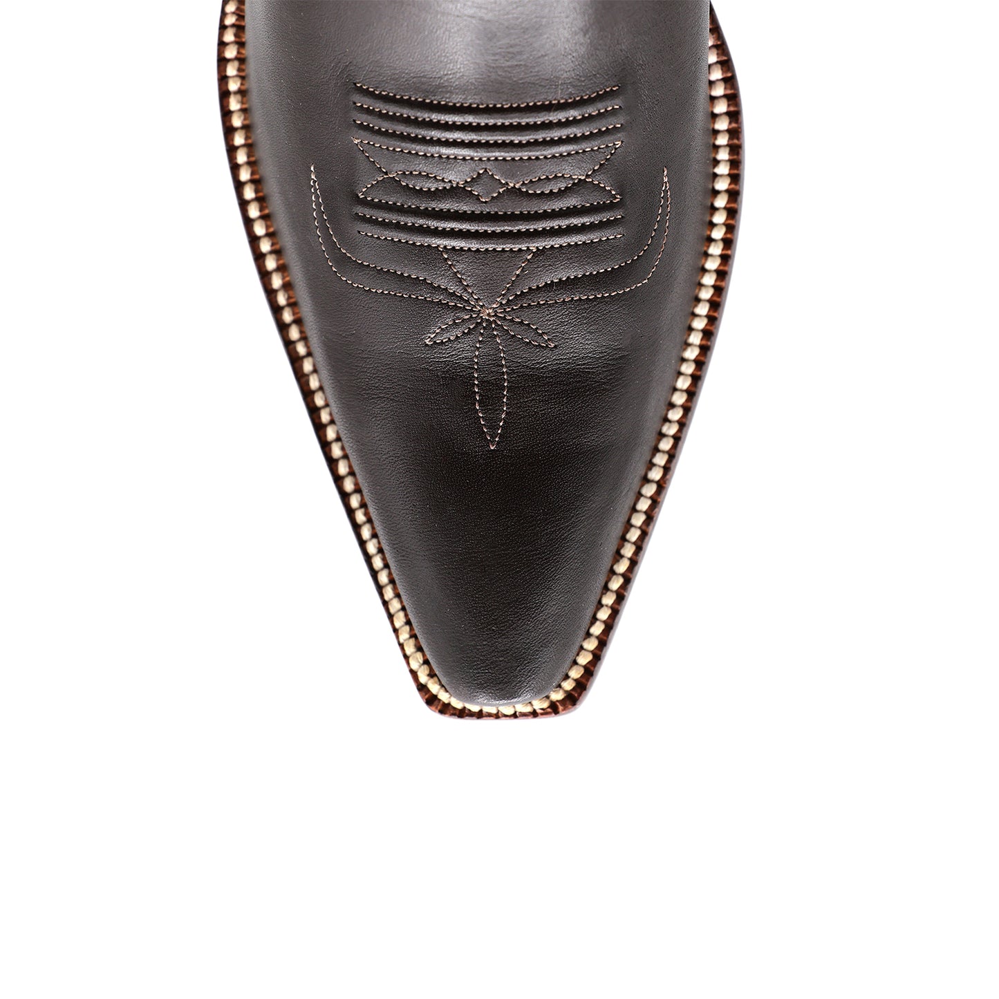 Dark Brown Snip-Toe Chic Embroidery Mid Calf Cowgirl Boots
