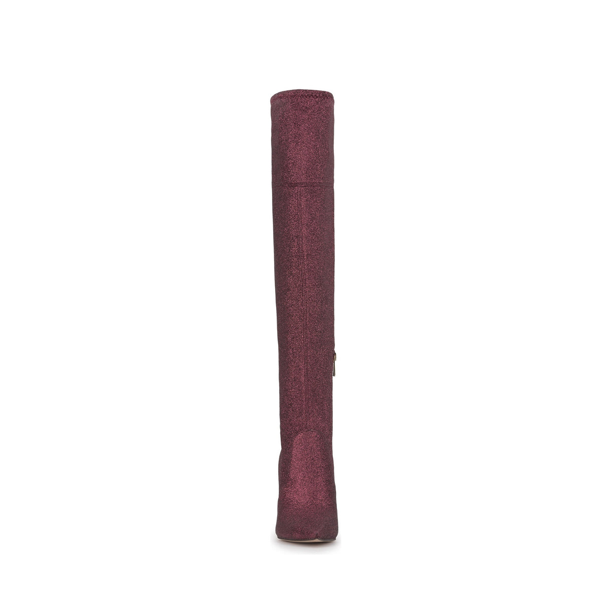 Cherry Red Glitter Pointed-Toe Half-Zip Over-The-Knee Stiletto Boots