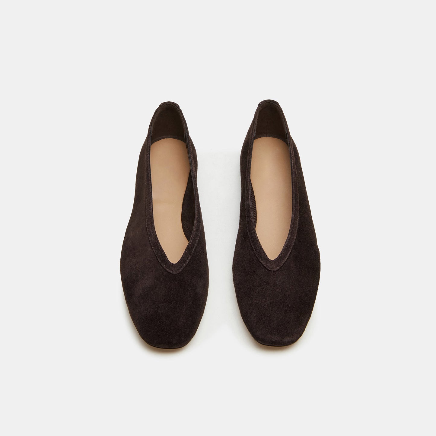 Dark Brown Faux Suede Elegant Square-Toe Rhinestone Slip-On Flats
