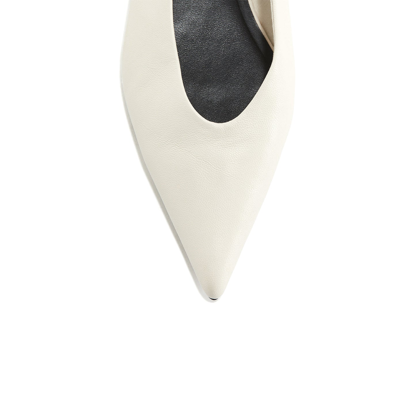 Ivory Pointed-Toe Slingback Slip-On Flats