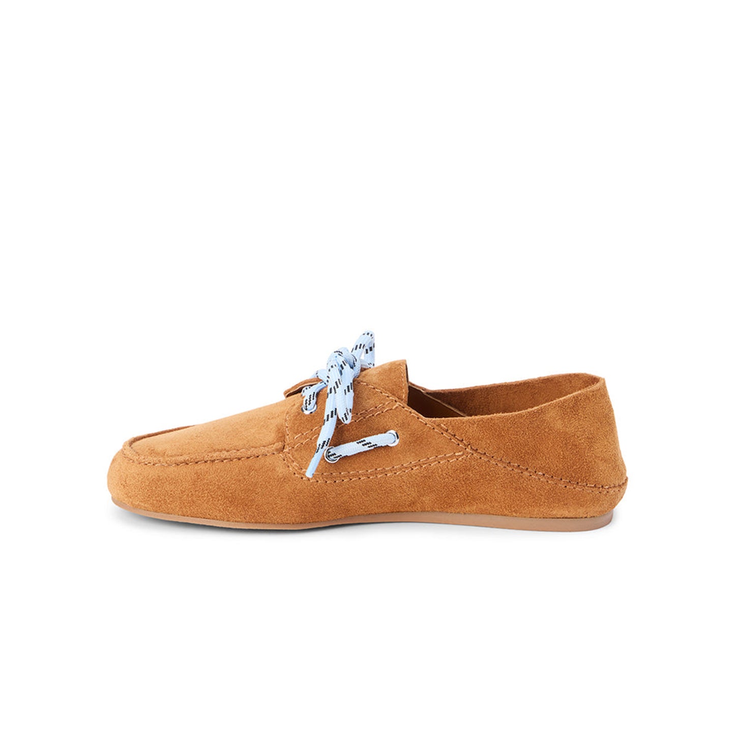 Brown Cow Suede Round-Toe Lace-Up Boat Shoes Flats
