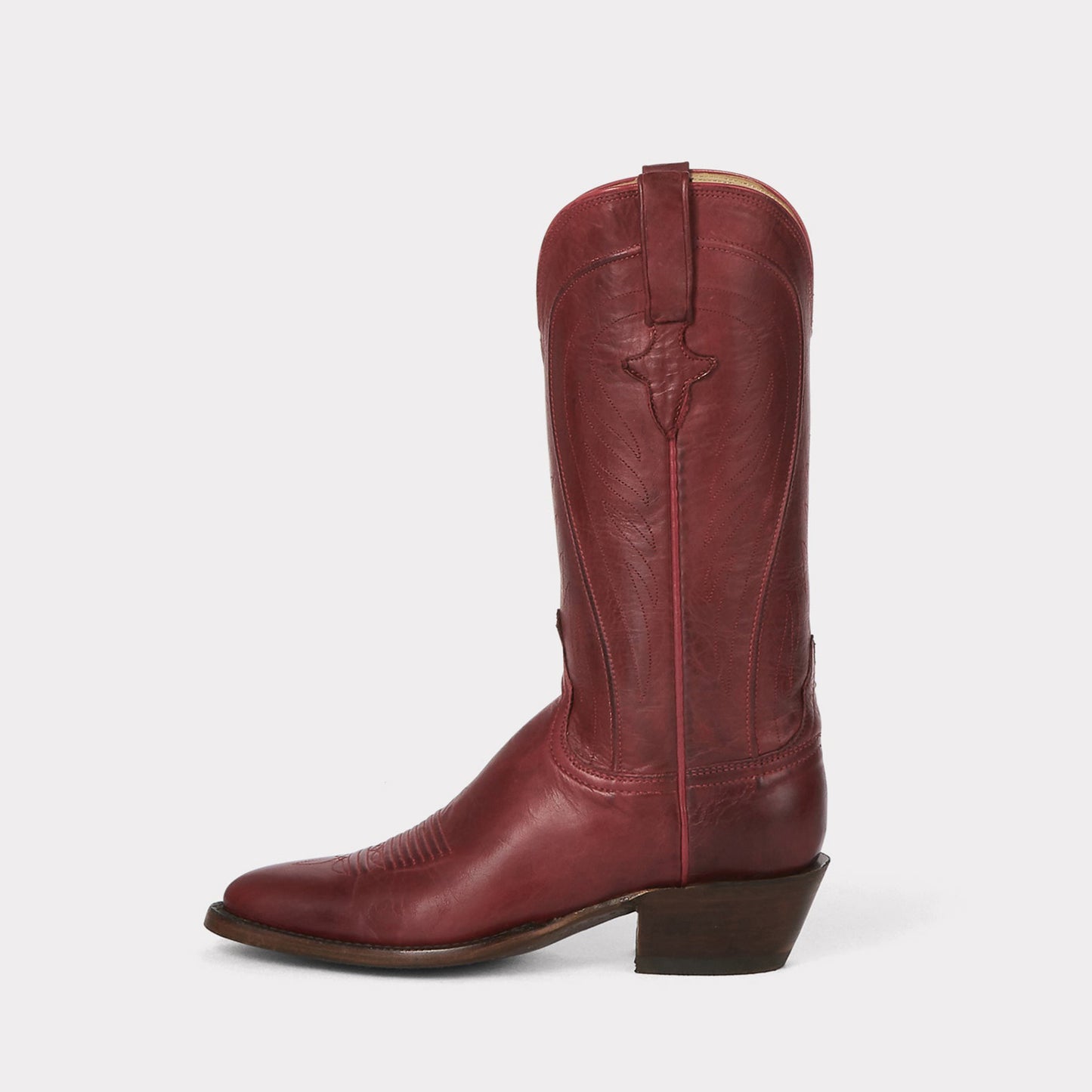 Red Round-Toe Simple Mid Calf Chic Classic Cowgirl Boots