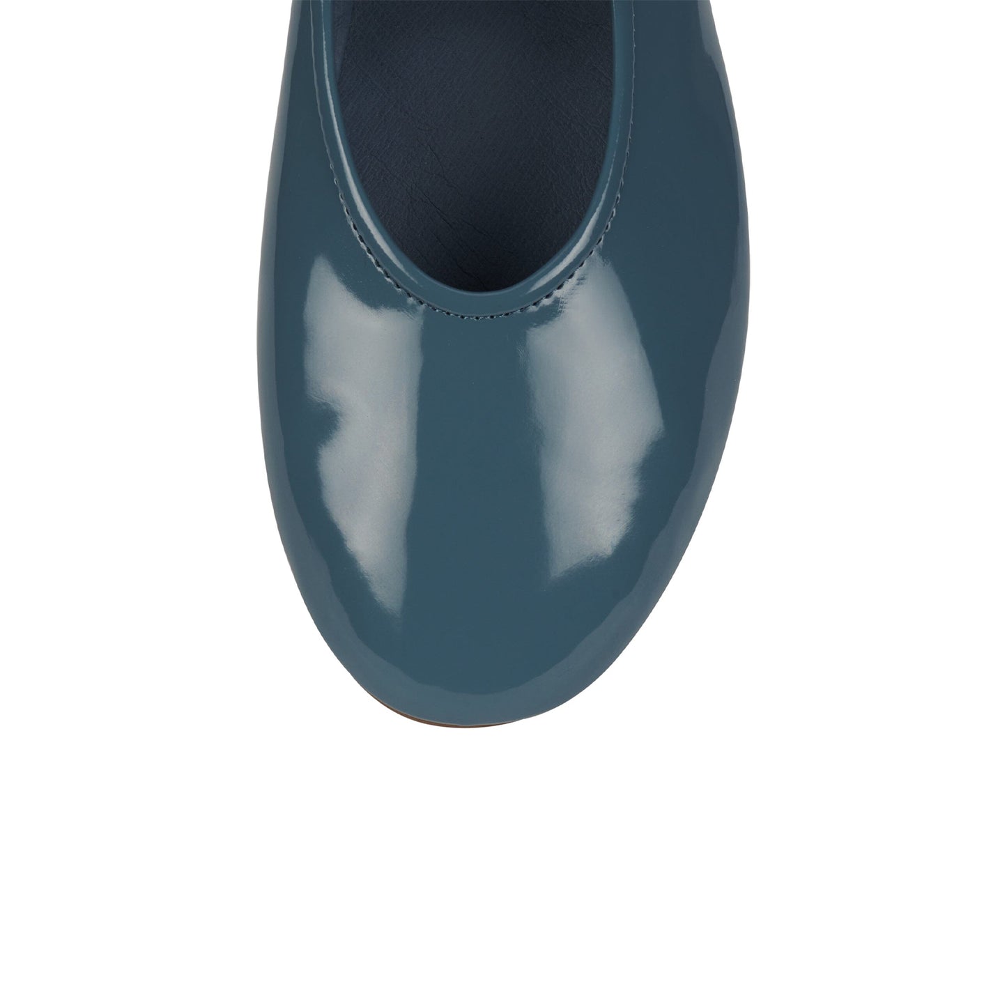Patent Dusty Blue Round-Toe Mary Jane Chic Ballet Flats