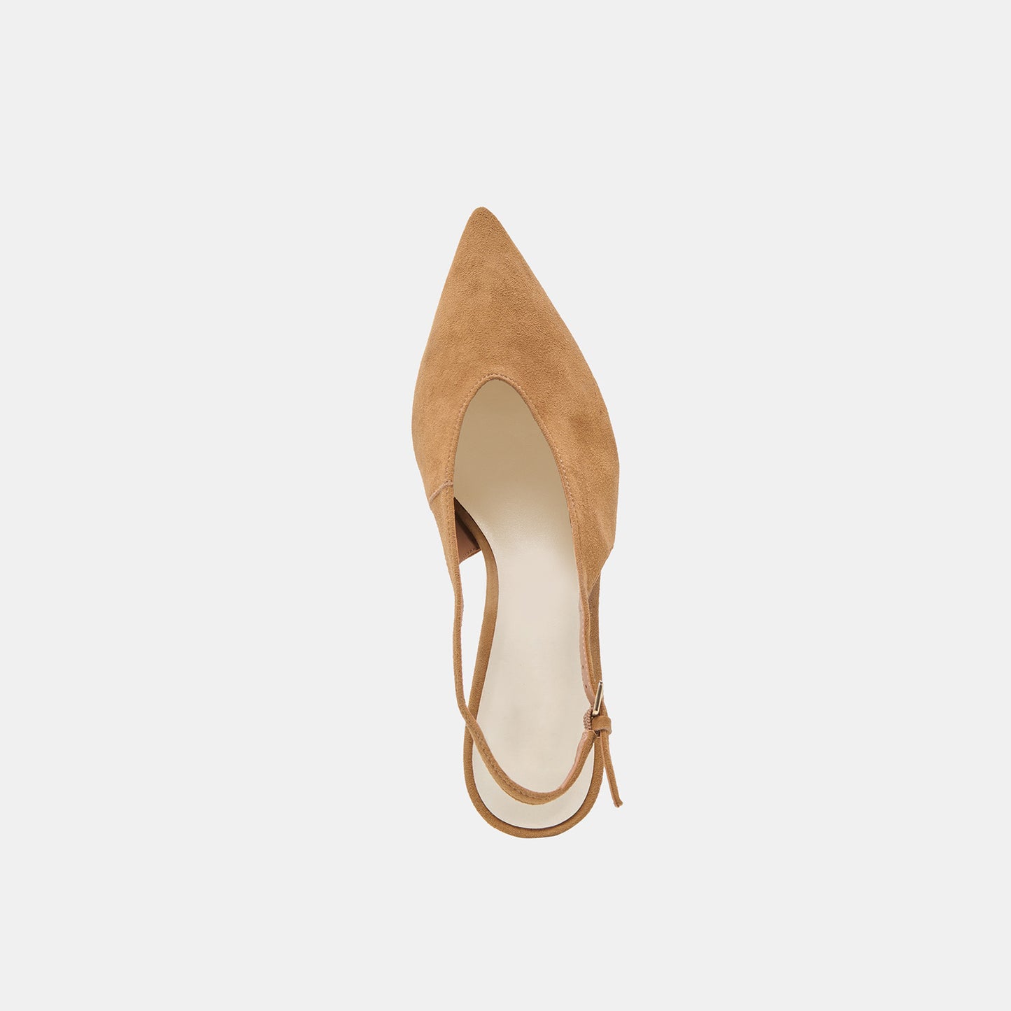 Light Brown Faux Suede Classic Pointed-Toe Slip-On Slingback Kitten Heels