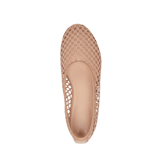 Nude Mesh Round-Toe Classic Slip-On Stylish Ballet Flats