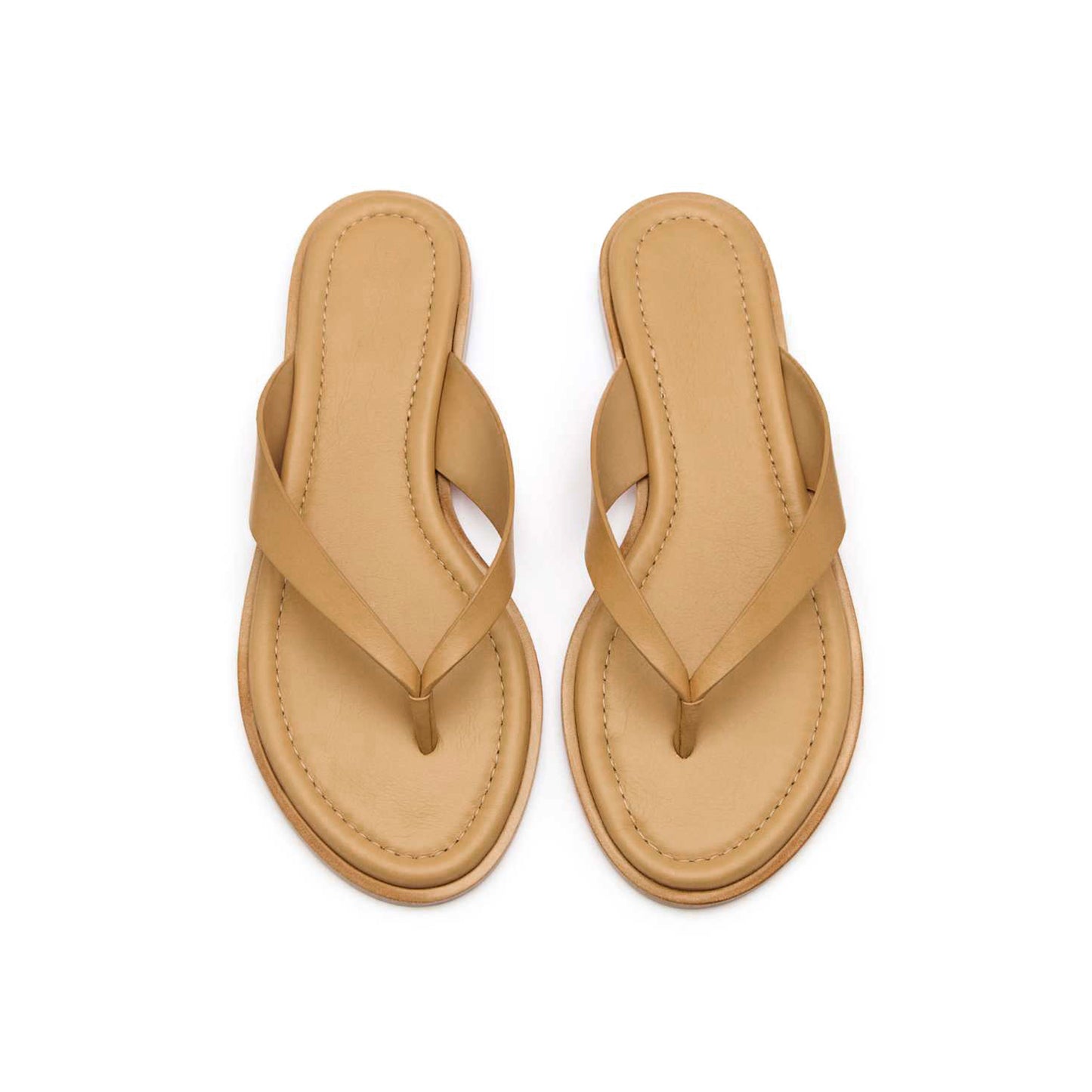 Light Yellow Round-Toe Flip-Flop Slip-On Sandals Flats