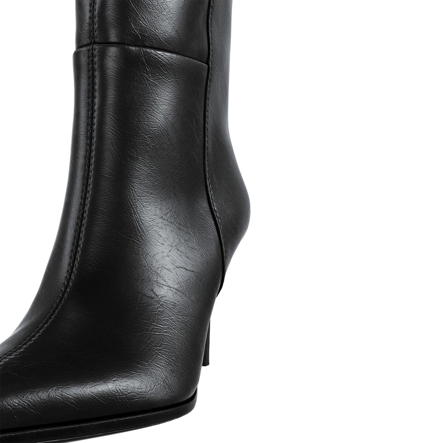 Black Pointed-Toe Simple Wide Calf Chic Knee High Stiletto Boots