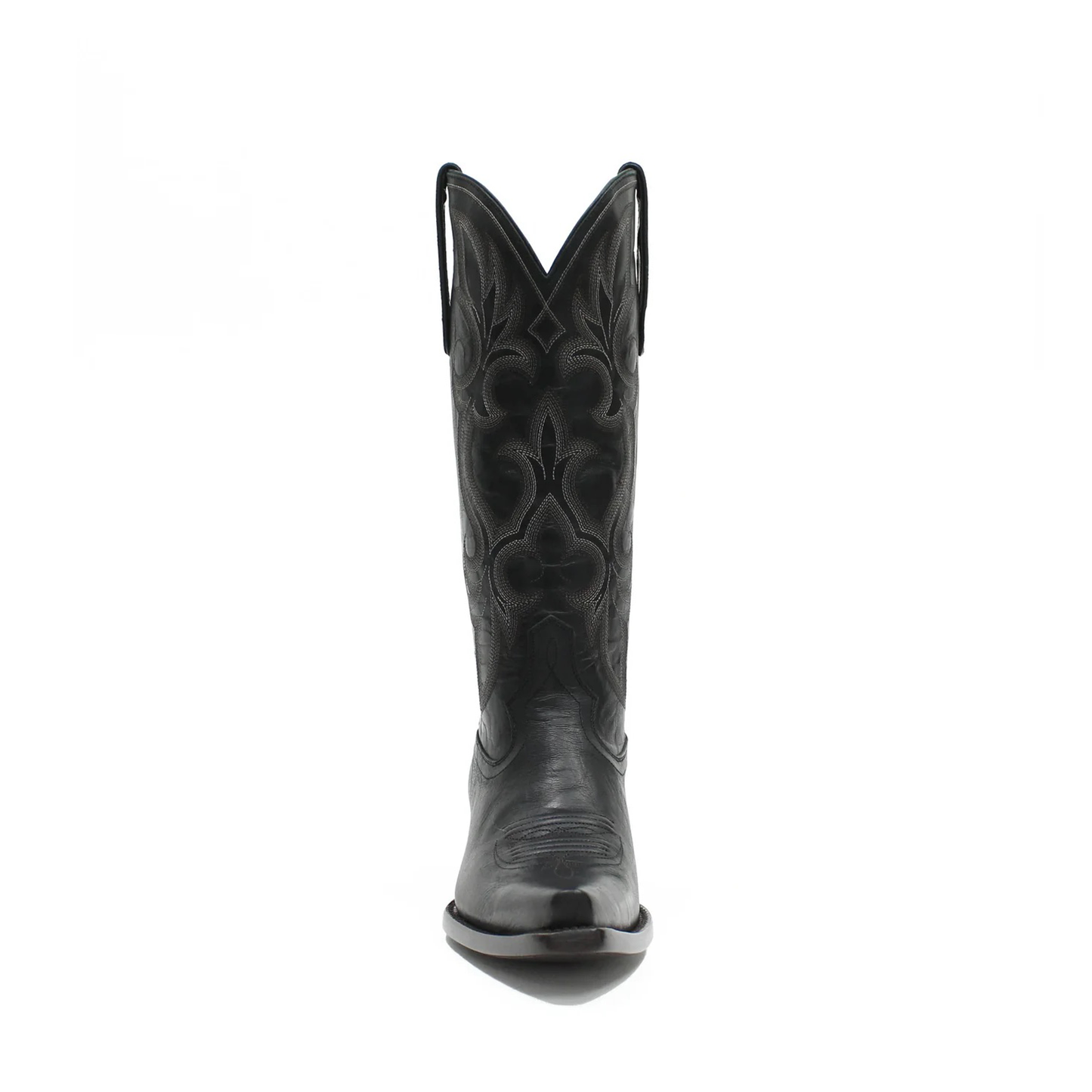 Black Snip-Toe Plant Embroidery Mid Calf Cowgirl Boots