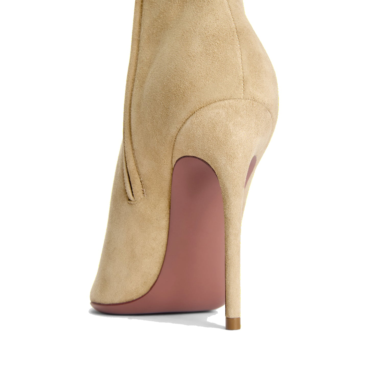 Sand Faux Suede Pointed-Toe Classic Full-Zip Chic Ankle Stiletto Boots