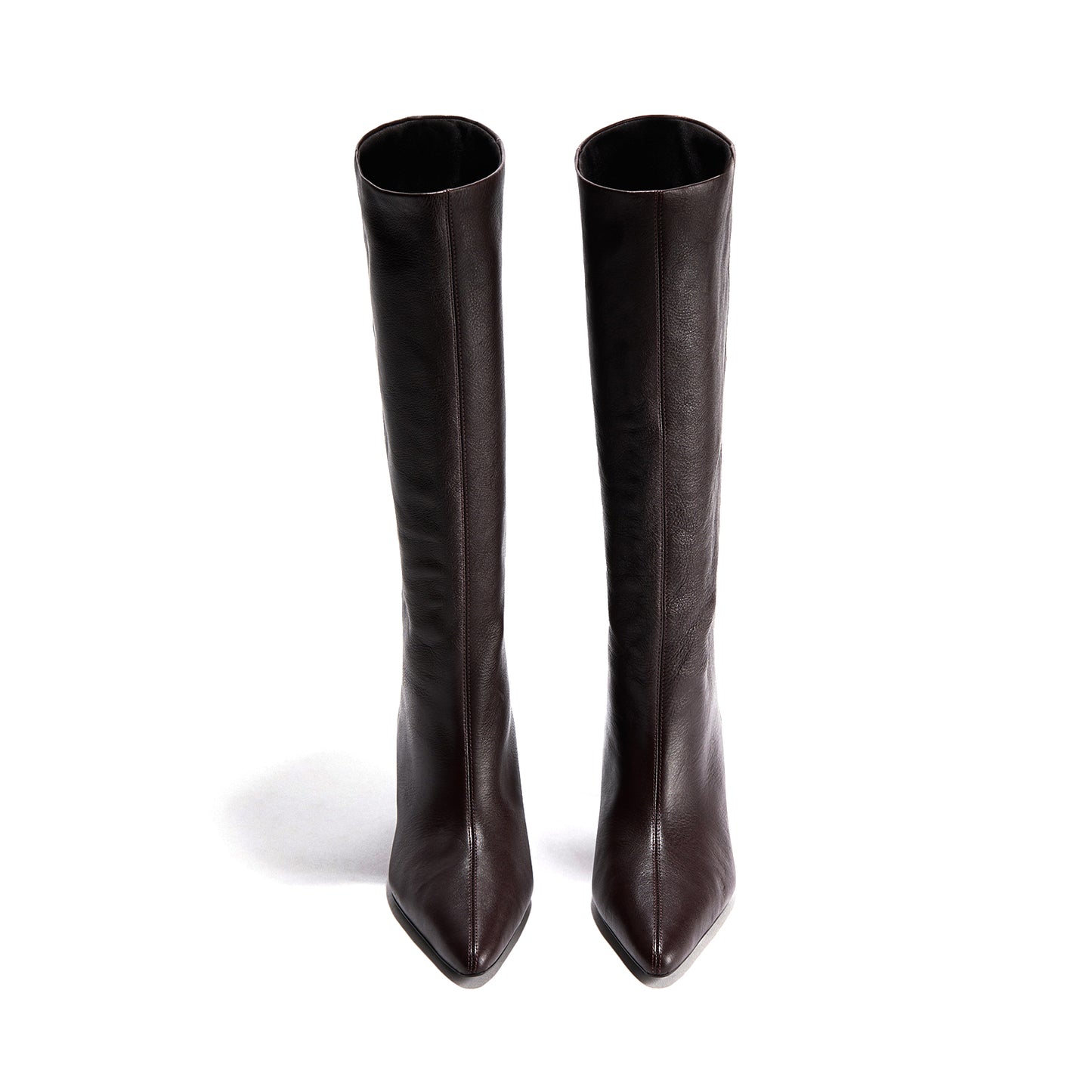 Burgundy Pointed-Toe Sleek Wide Calf Knee High Stiletto Boots