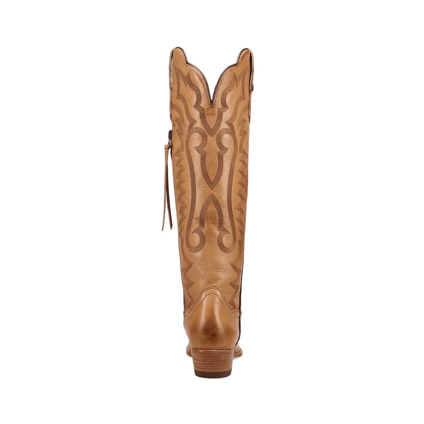 Tan Snip-Toe Grace Embroidery Half-Zip Knee High Cowgirl Boots