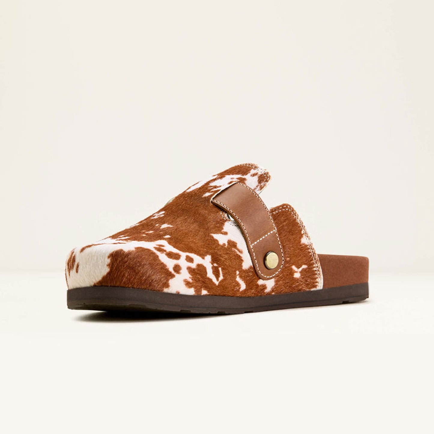 Cow Pattern Pony Hair And Cow Suede Square-Toe Backless Chic Mules Flats