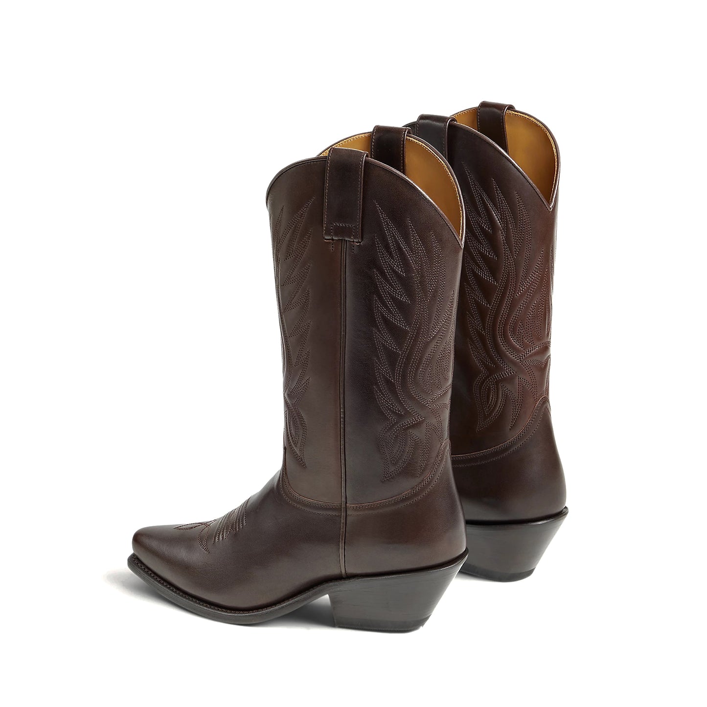 Chocolate Snip-Toe Chic Embroidery Western Mid Calf Cowgirl Boots