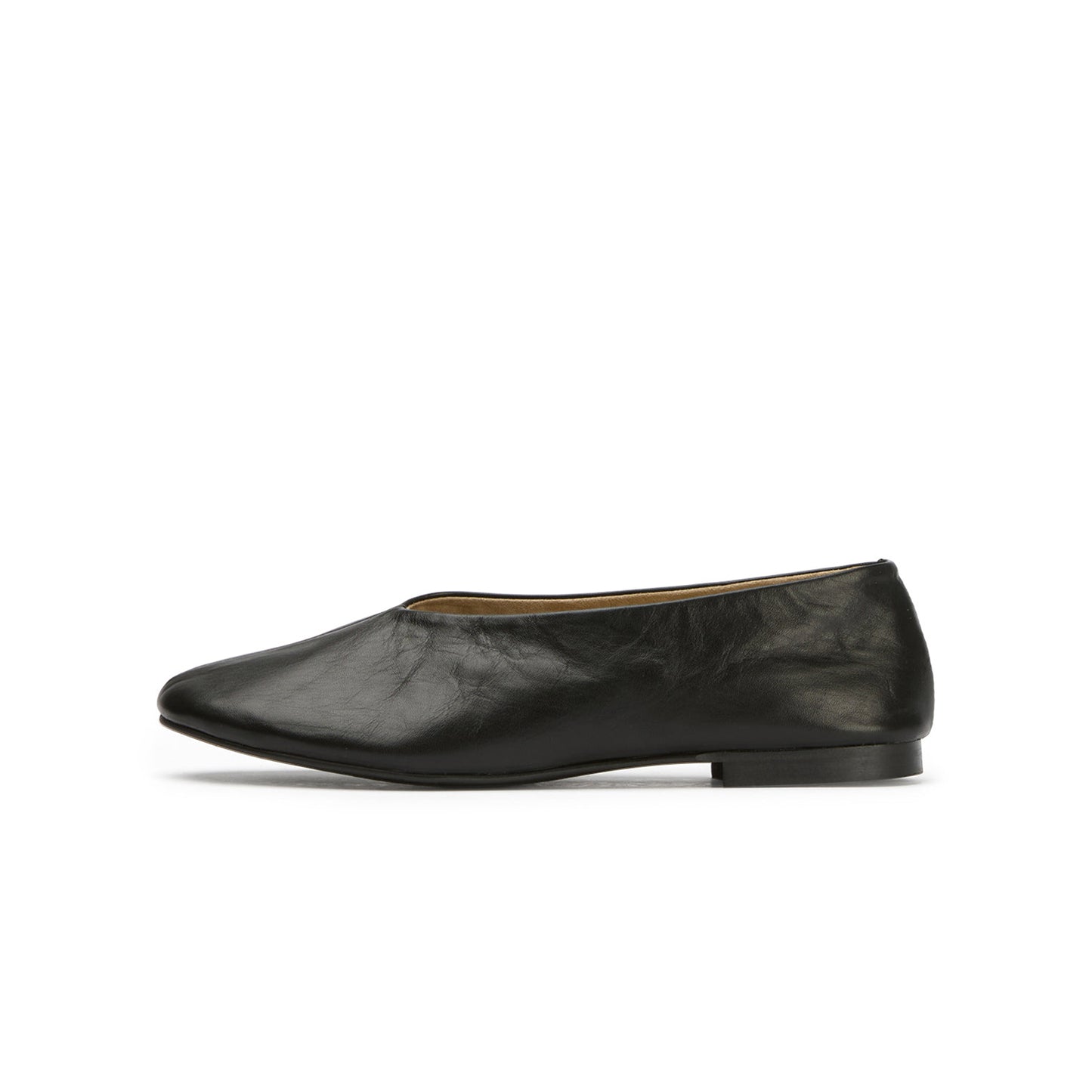 Black Round-Toe Sleek Slip-On Ballet Flats