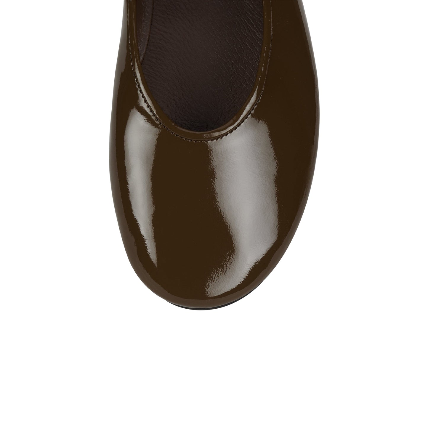 Patent Brown Round-Toe Mary Jane Chic Ballet Flats