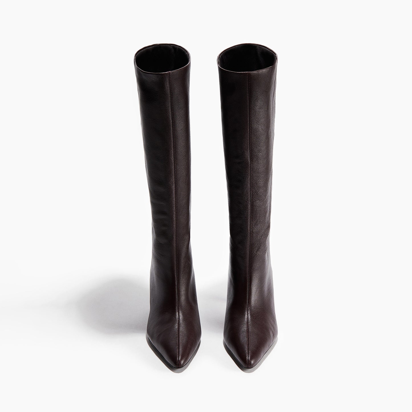 Burgundy Pointed-Toe Wide Calf Knee High Simple Stiletto Boots