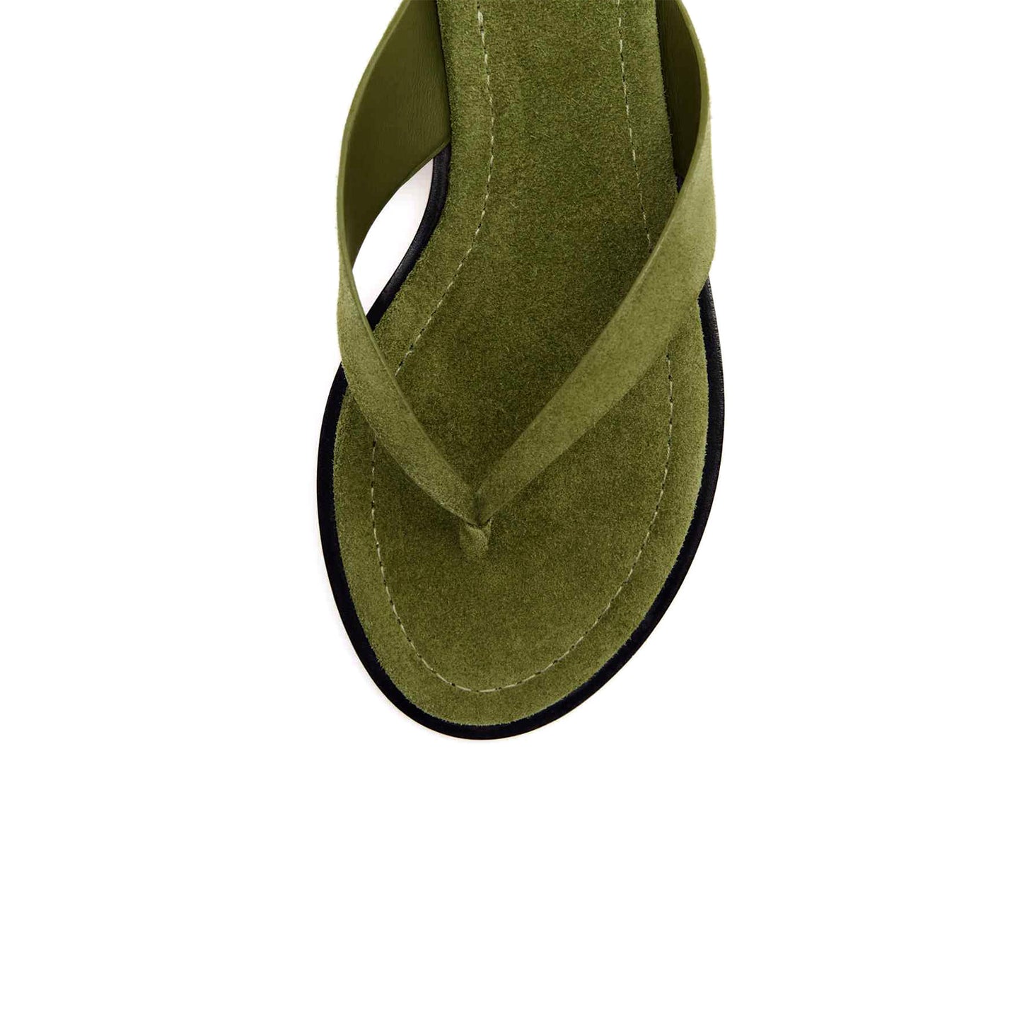 Green Faux Suede Round-Toe Flip-Flop Slip-On Sandals Flats
