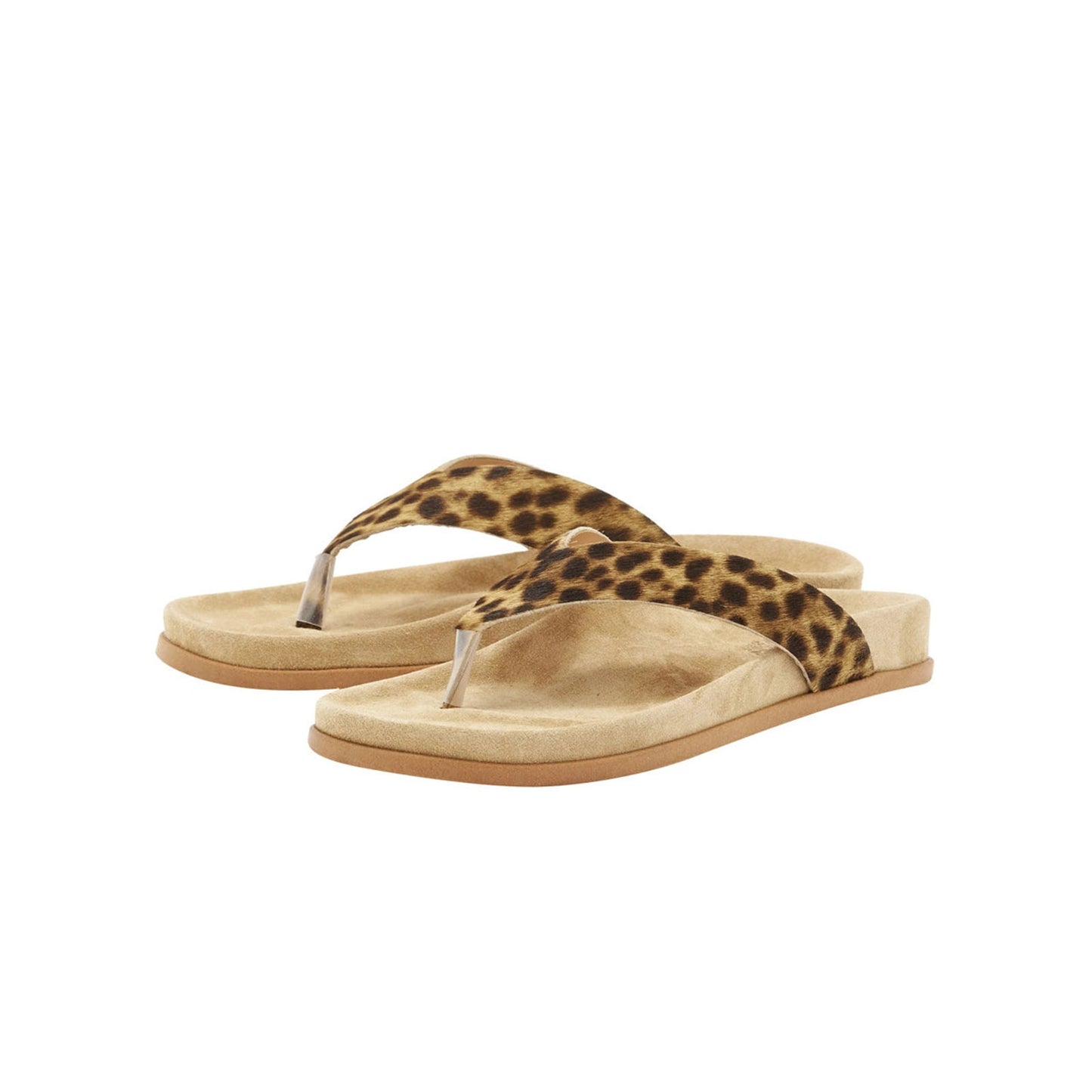 Leopard Pattern Pony Hair Square-Toe Chic Flip-Flops Flats