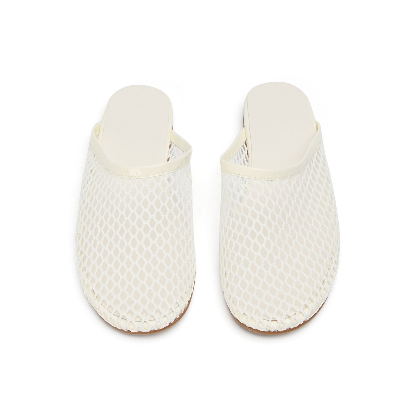 White Mesh Round-Toe Sleek Slip-On Backless Flats