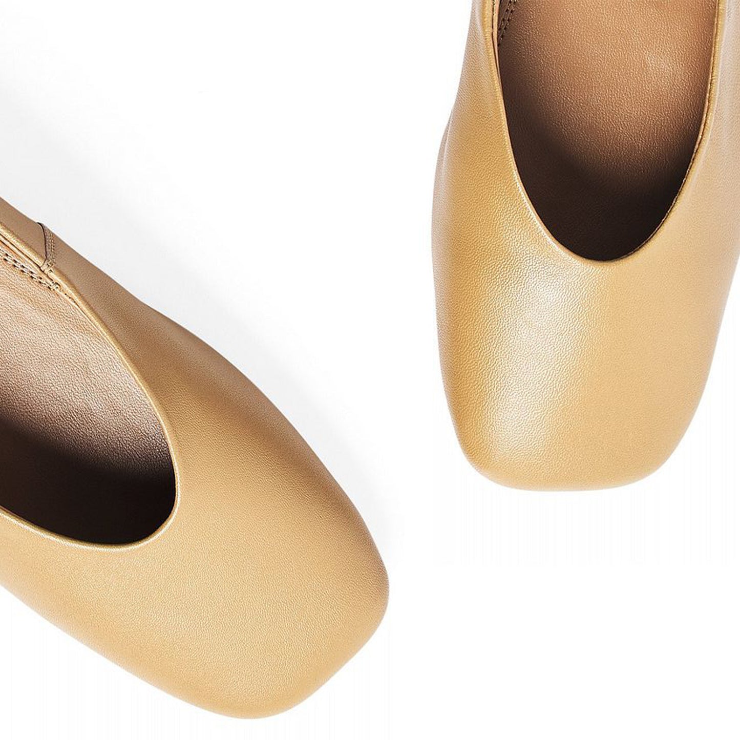 Dark Beige Square-Toe Classic Slip-On Simple Ballet Flats