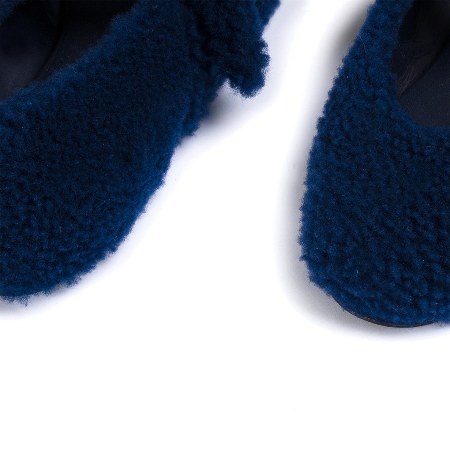 Blue Full Plush Square-Toe Bridge Strap Ballet Flats