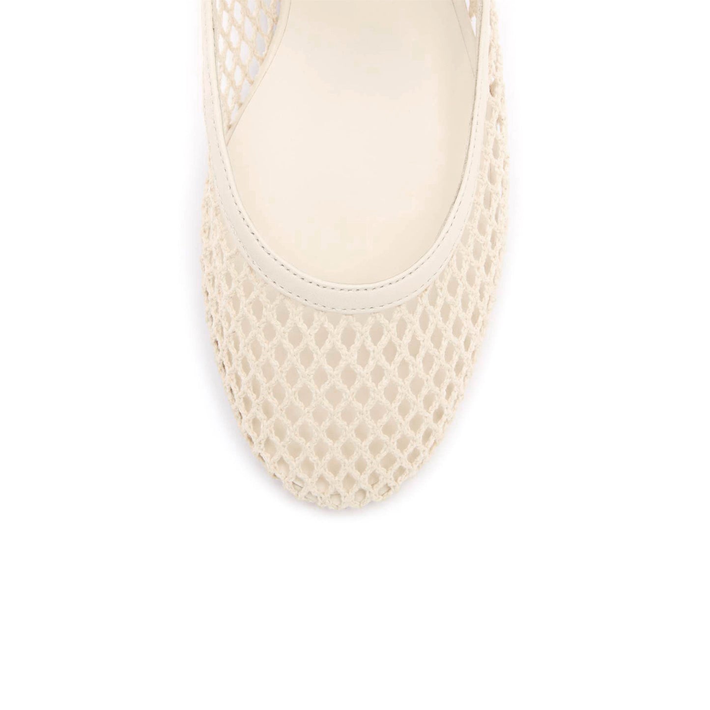 Ivory Mesh Round-Toe Bridge Strap Slip-On Flats