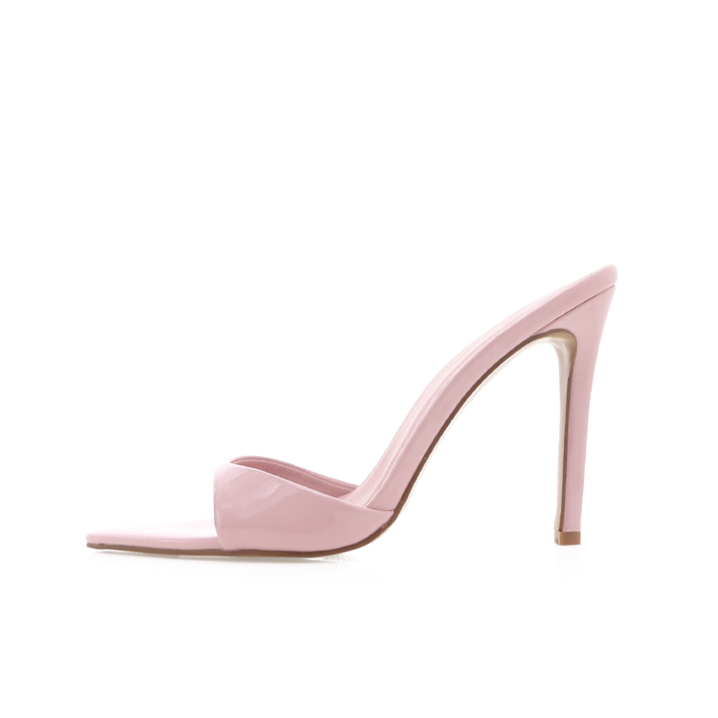 Patent Pink Open Pointed-Toe Slip-On Classic Backless High Heels